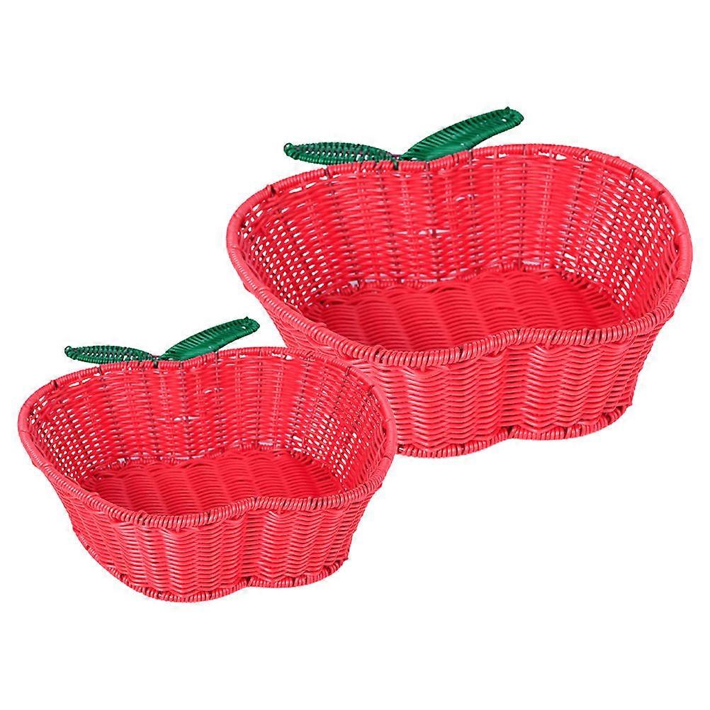 2Pcs Apple Shaped Fruit Basket for Storage Red Multifunctional Storage Basket
