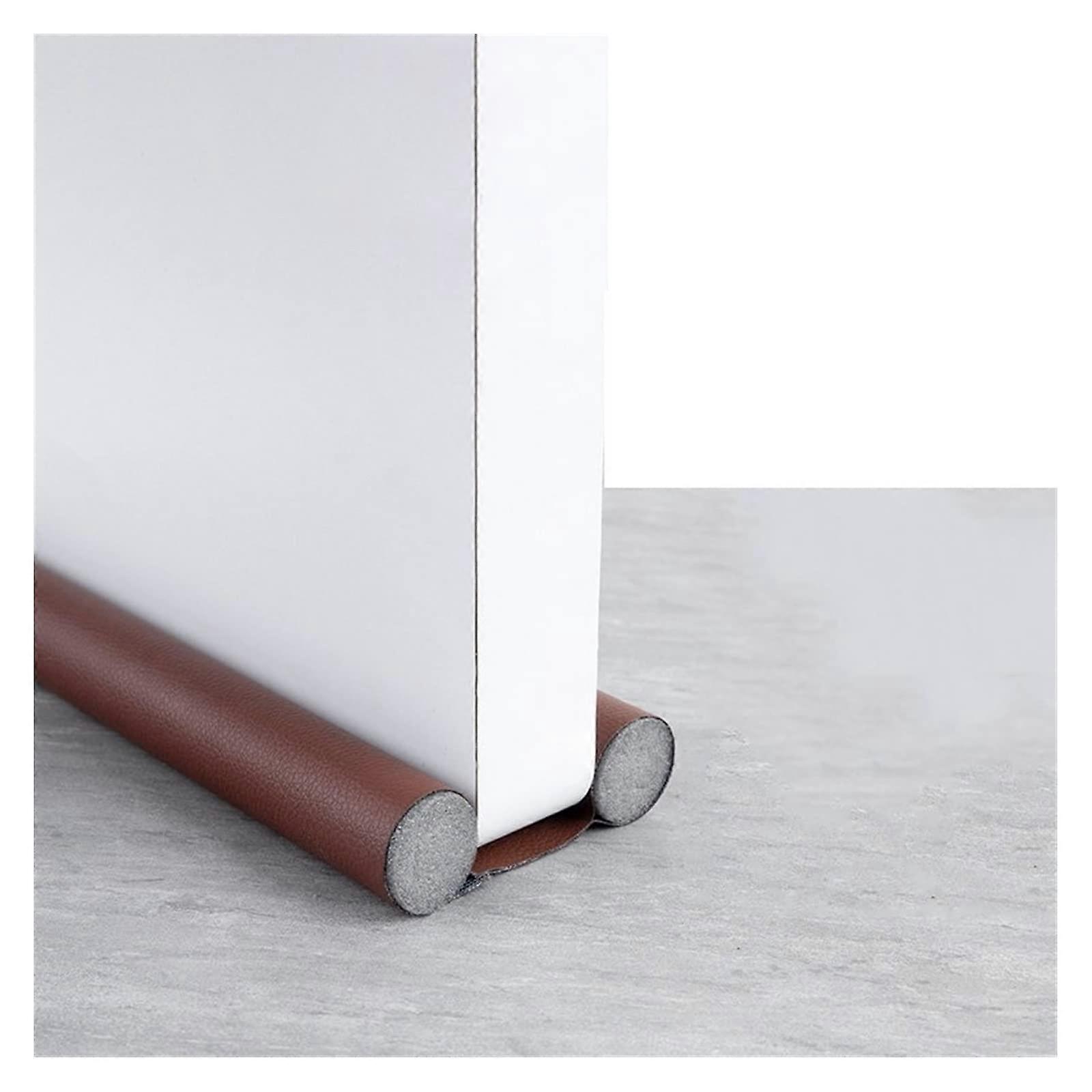 Door Draft Stopper 94cm PU Leather Brown B 2 Pack – Under Door Noise & Weather Blocker