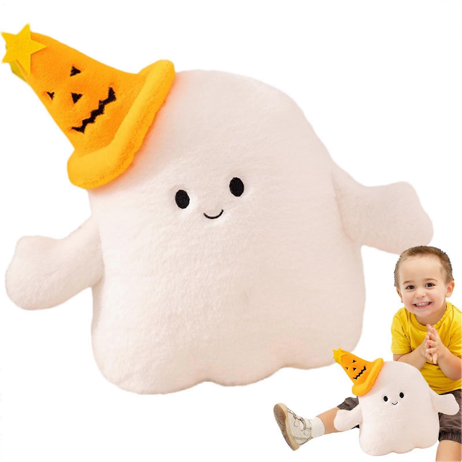 Ghost Pillow Plush Halloween Ghost Doll With Pumpkin Hat Or Evil Horn, 12Inch Soft Plush For Sofa Bed