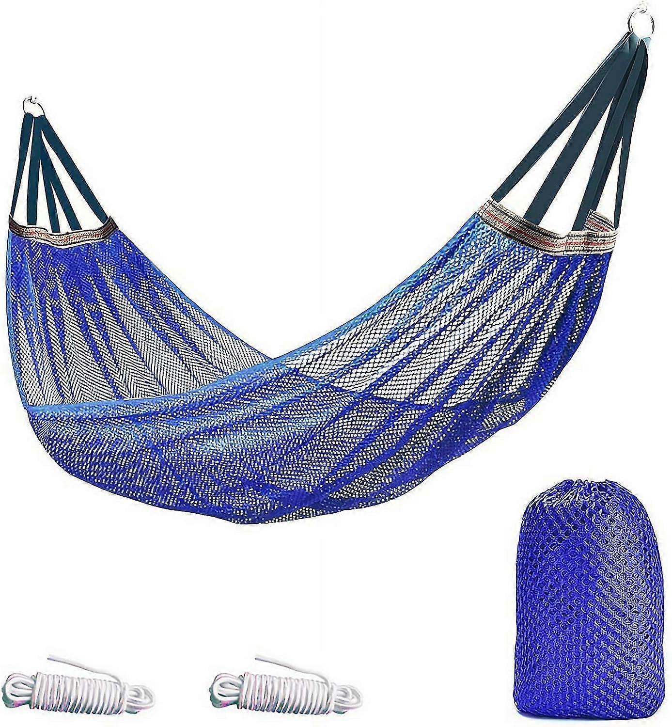 Camping Hammock with Breathable Mesh Fabric, Tree Straps, Storage Bag, Spacious Comfort, Blue