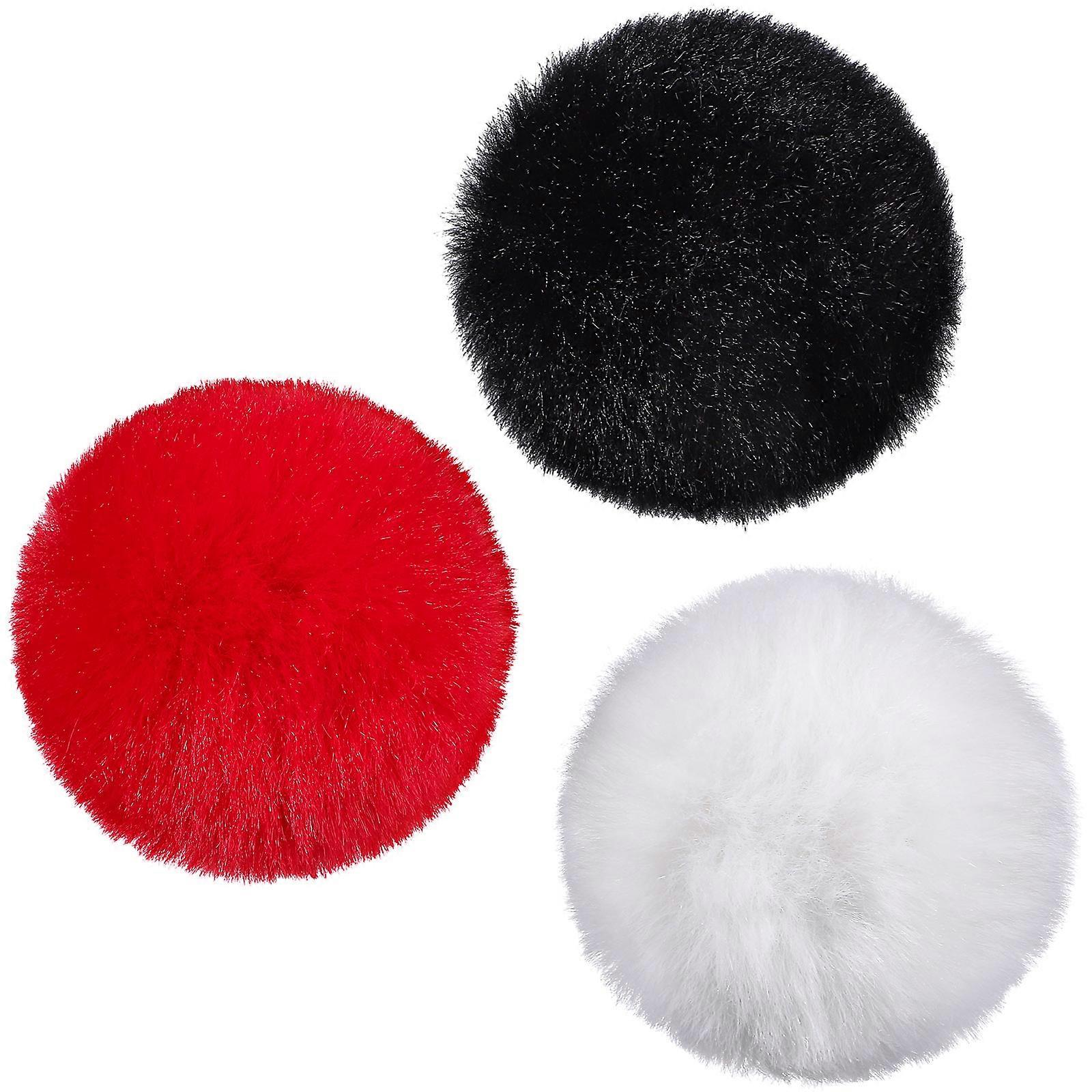 Pompoms for Clothes Making Fluffy Balls for Decoration 3Pcs Multicolor Set