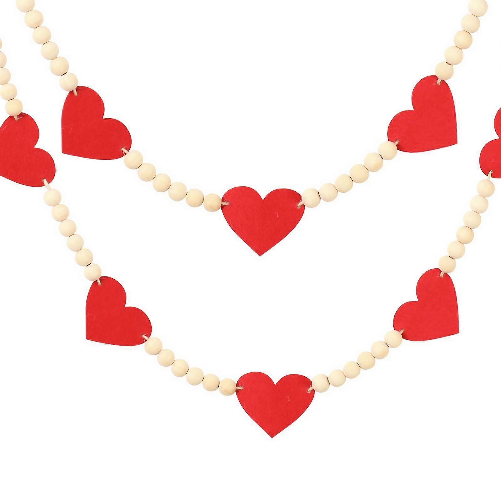 Boho Heart Felt Tassel Bead Garland – Wooden Bead Hanging Decor With Jute Rope for Home, Parties & Festivals