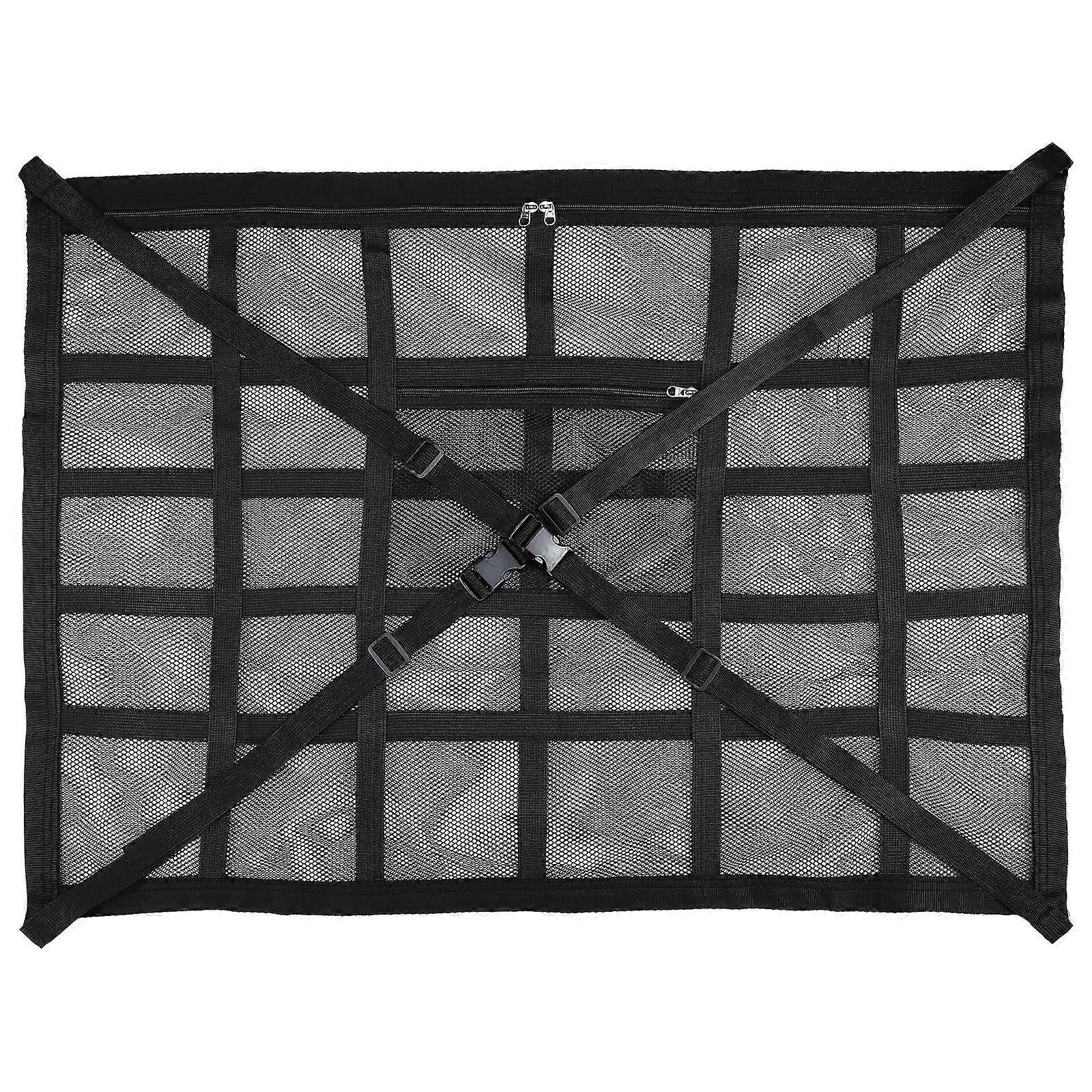 Car Ceiling Cargo Net Vehicle Organizer For Camping Daily Use Black Designed For Effective Item Classification 1 Set