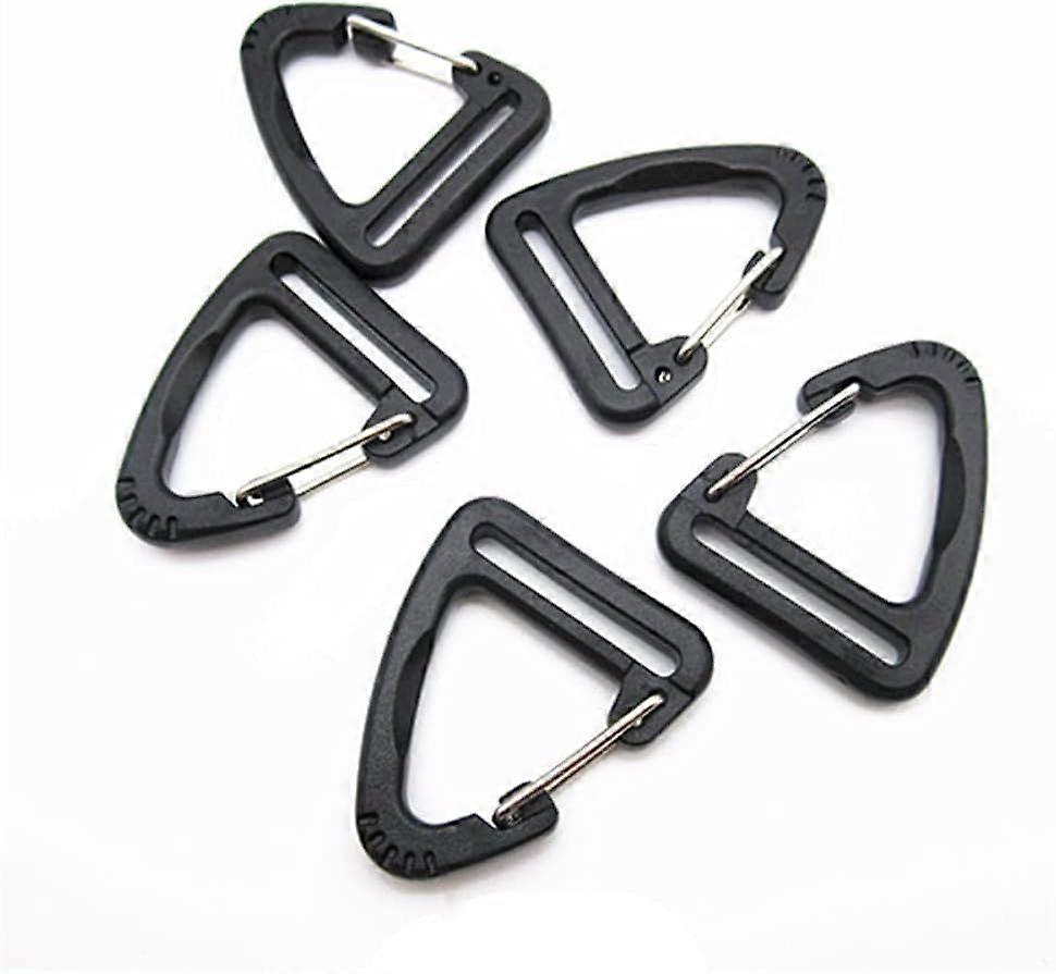 20 Pcs Black Plastic Triangle Carabiners 1 Inch Backpack Clasp Snap Hook for