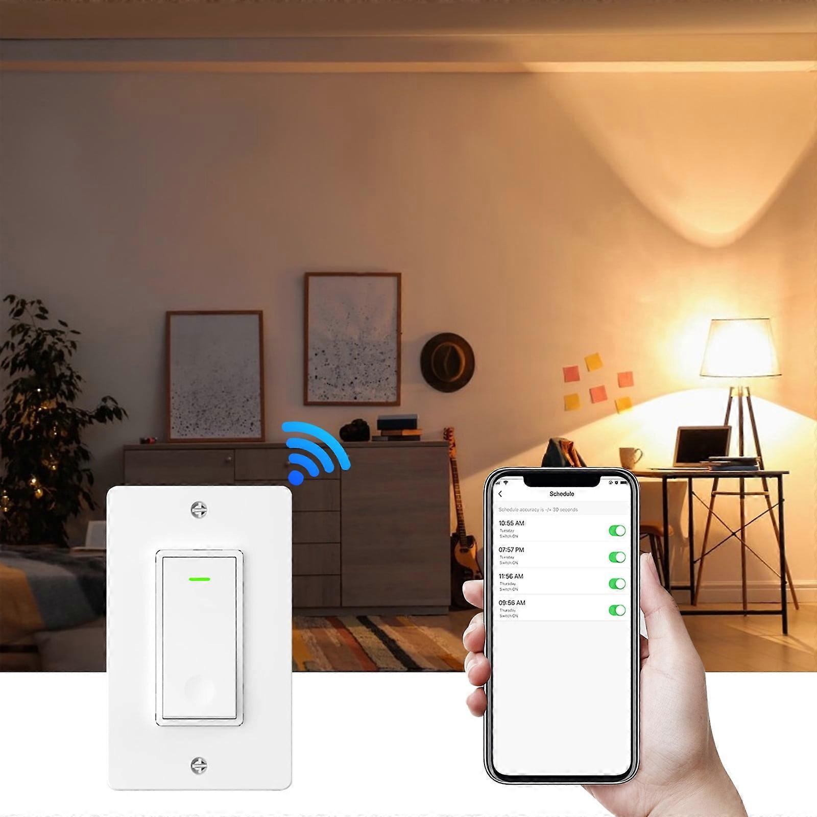 Smart Wi-Fi Light Switch Compatible With Alexa & Google, 2.4GHz, Single-Pole, Voice Control, Scheduling