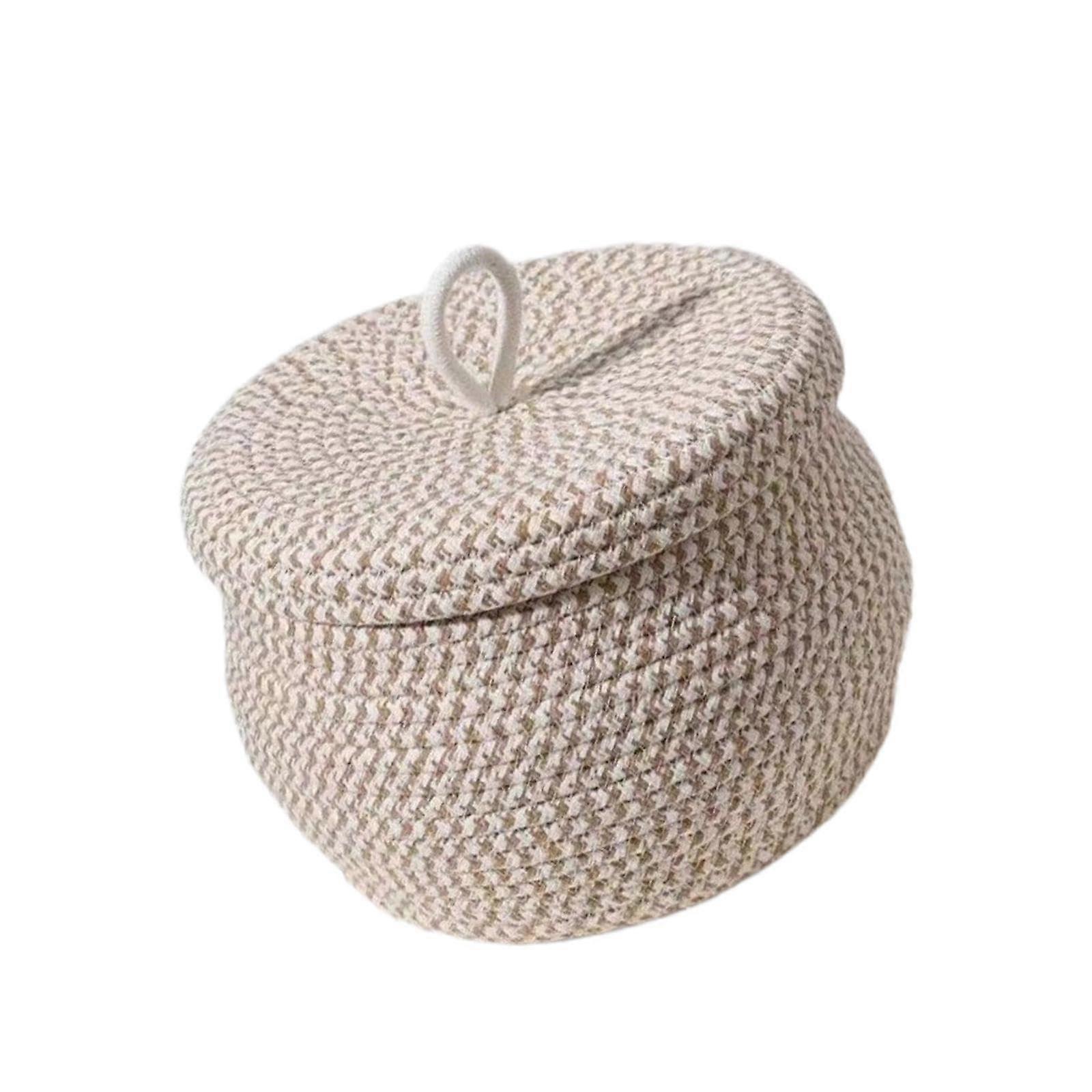 Cotton Rope Storage Basket with Lid for Home Organization, Durable Woven Bin S Small