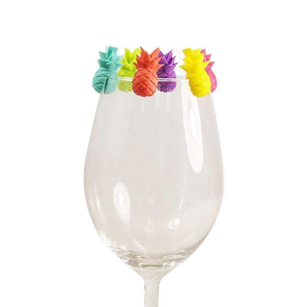 Wine Glass Markers Set of 6 Colorful Silicone Charms for Bright Identification and Secure Rim Attachment