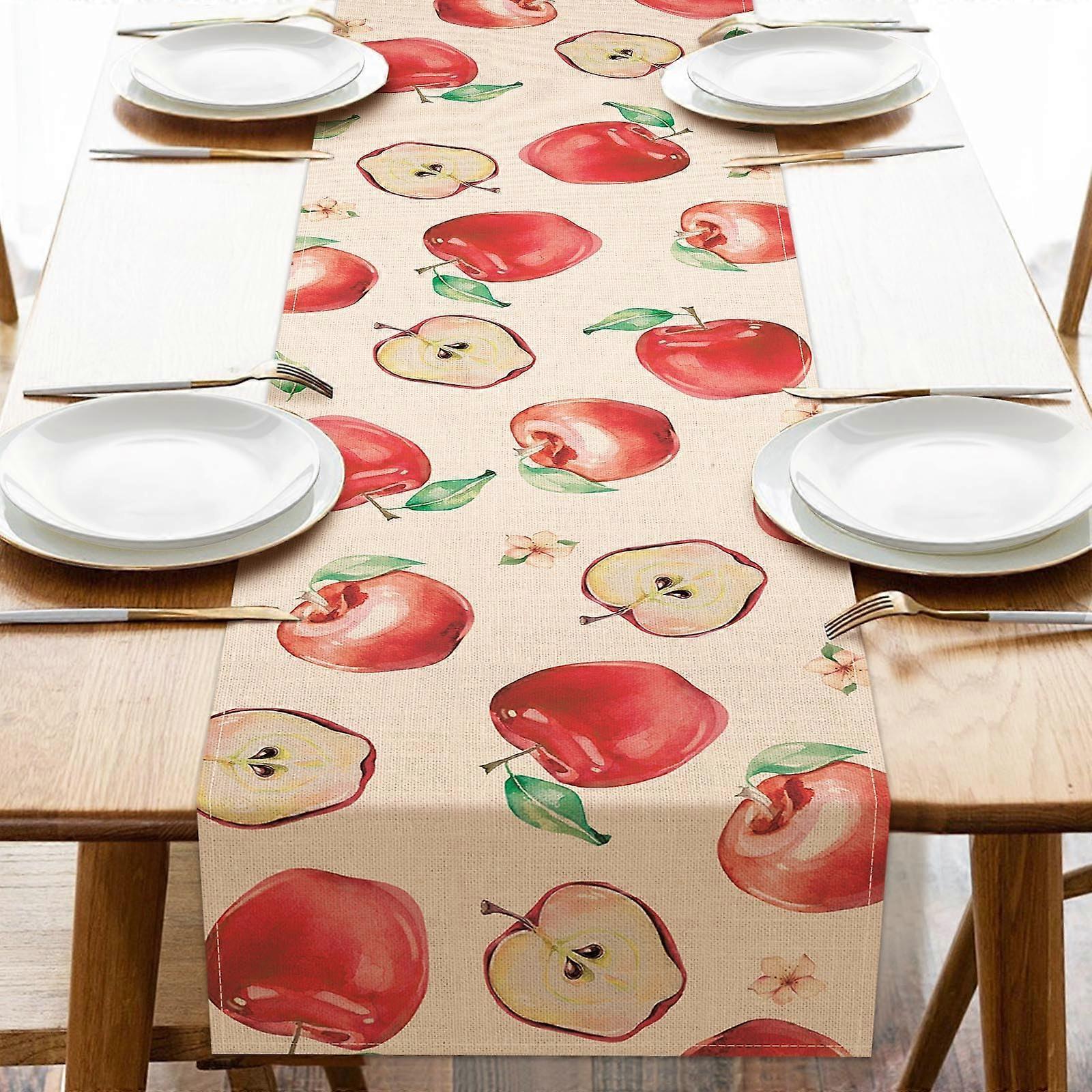 Table Runner 13x72 with Vivid Apple Pattern for Spring Summer Farmhouse Kitchen or Dining Decor