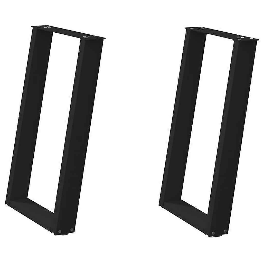 Dining Table Legs Black PowderCoated UShaped Metal with Adjustable Height Levelers 23.6x28.7in