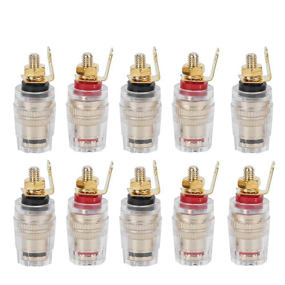 10Pcs Copper-gold Plated Speaker Terminal Binding Post Banana Jack Connector Socket  Audio Systems