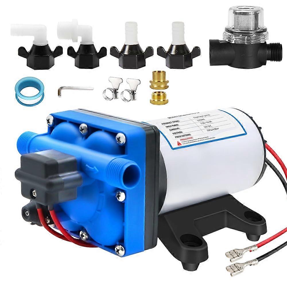 12V RV Water Pump  Flow 5GPM Adjustable 70PSI SelfPriming Automatic Pressure Booster