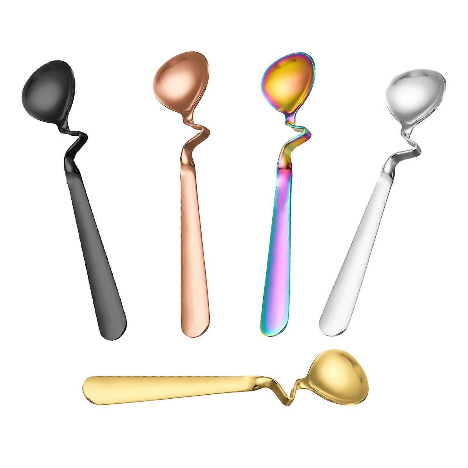 6Pcs Stainless Steel Curved Coffee Spoon Set with MugRest Design for Tea and Espresso Mixing