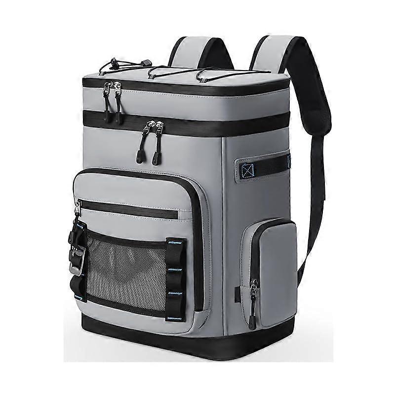Insulated Backpack Cooler 30L Leakproof Design Large 48Can Capacity with Padded Straps Gray
