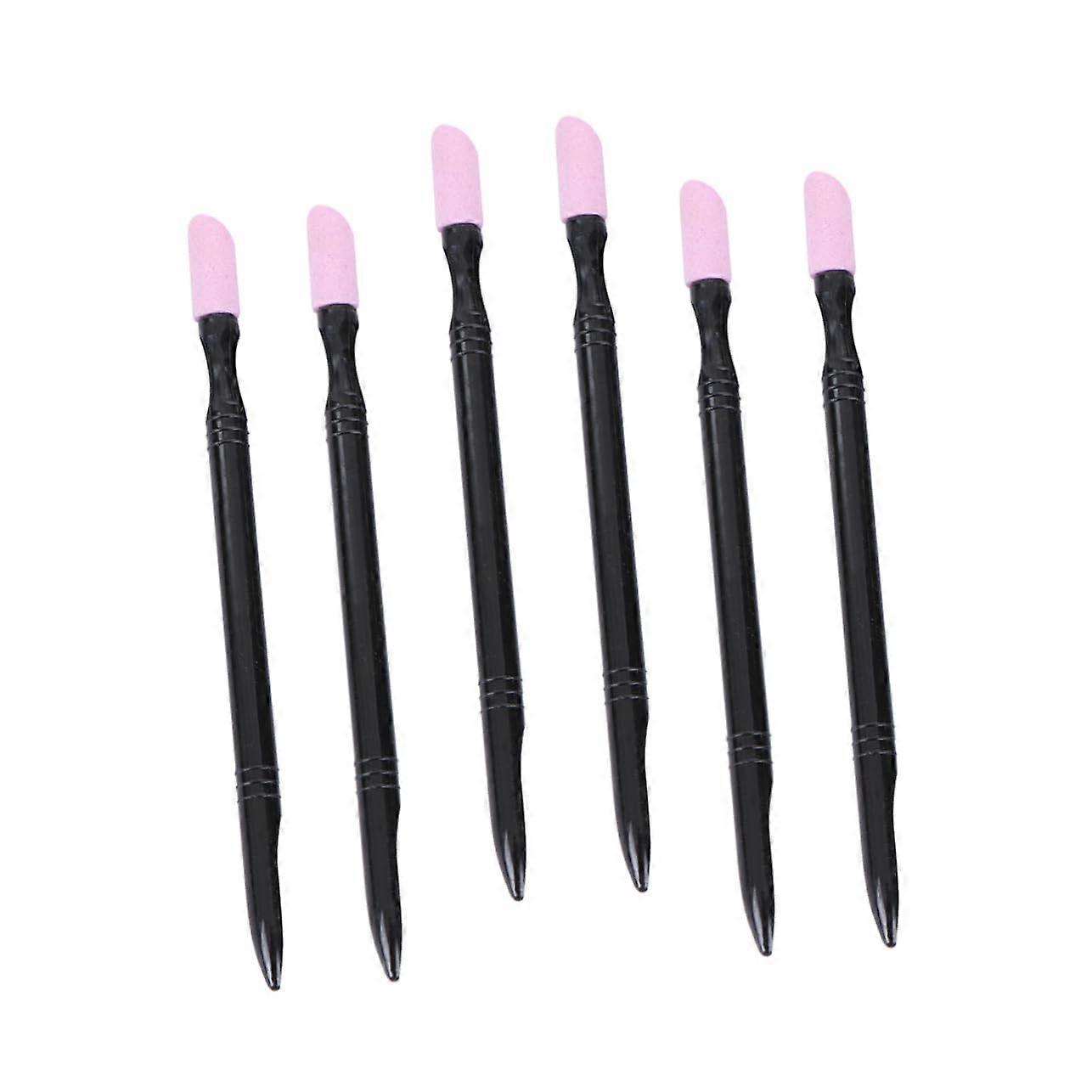 6pcs Pen Shaped Nail File Buffer and Cuticle Pusher Set for Precise Shaping and Care