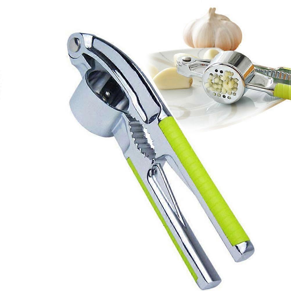 Garlic Press Crusher for Kitchen Use with Walnut Open Tools Red