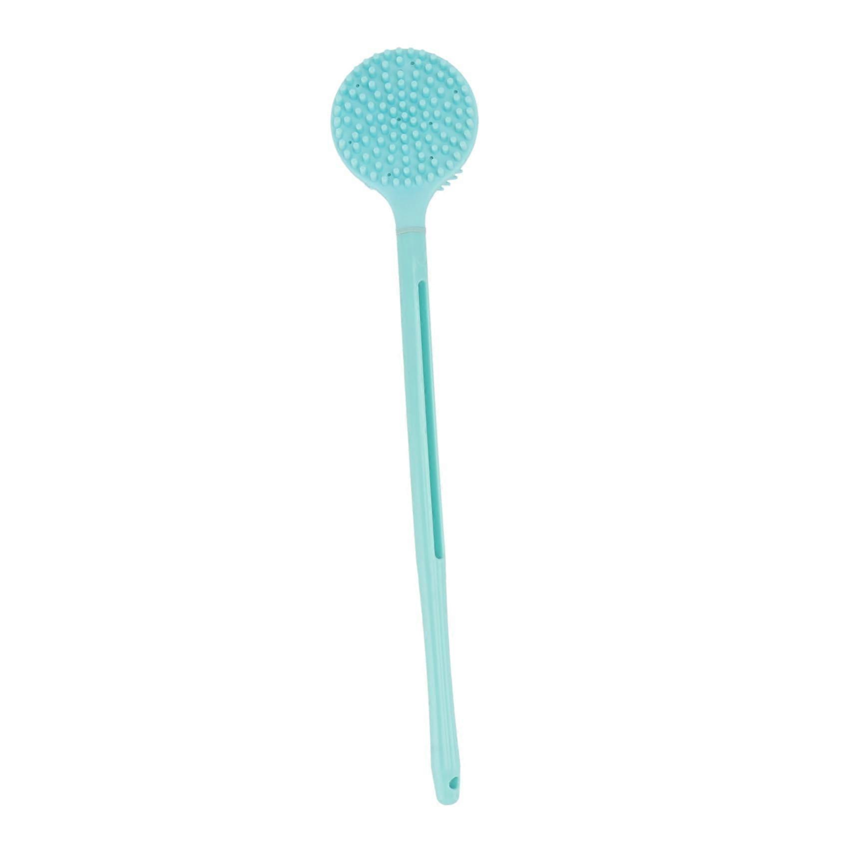 Silicone Bath Brush with Long Ergonomic Handle, DualSided Body Exfoliating Back Scrubber
