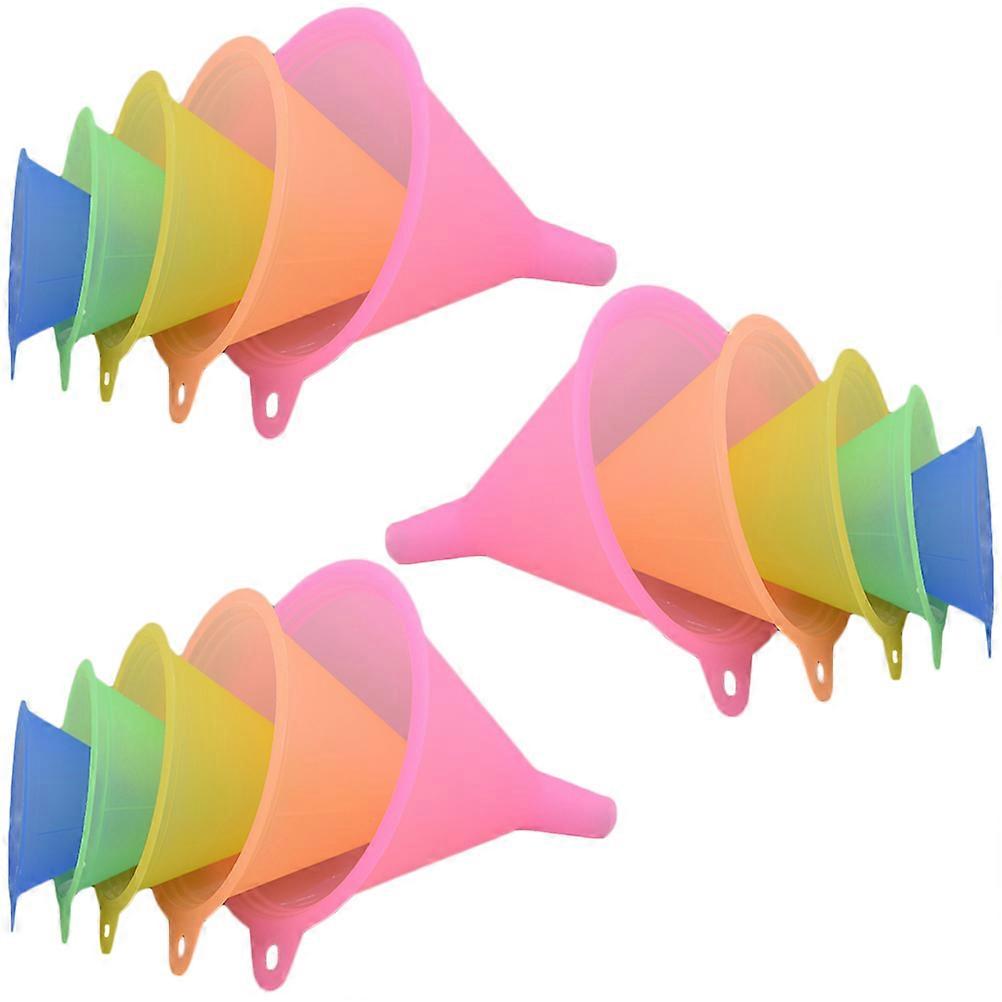 Liquid Transferring Kitchen Funnel in Candy Color 15Pcs Set Plastic