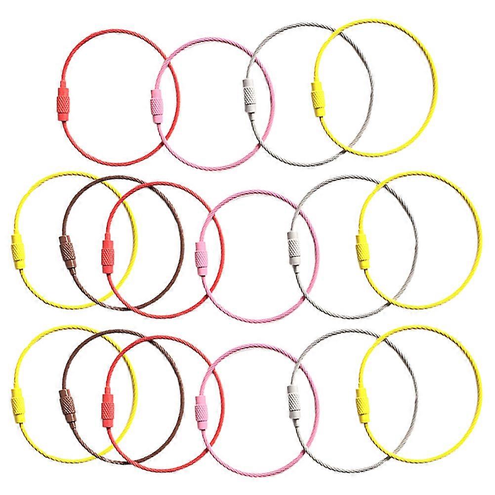 Stainless Steel Wire Keychains Key Ring for Hanging Use 16Pcs Assorted Color