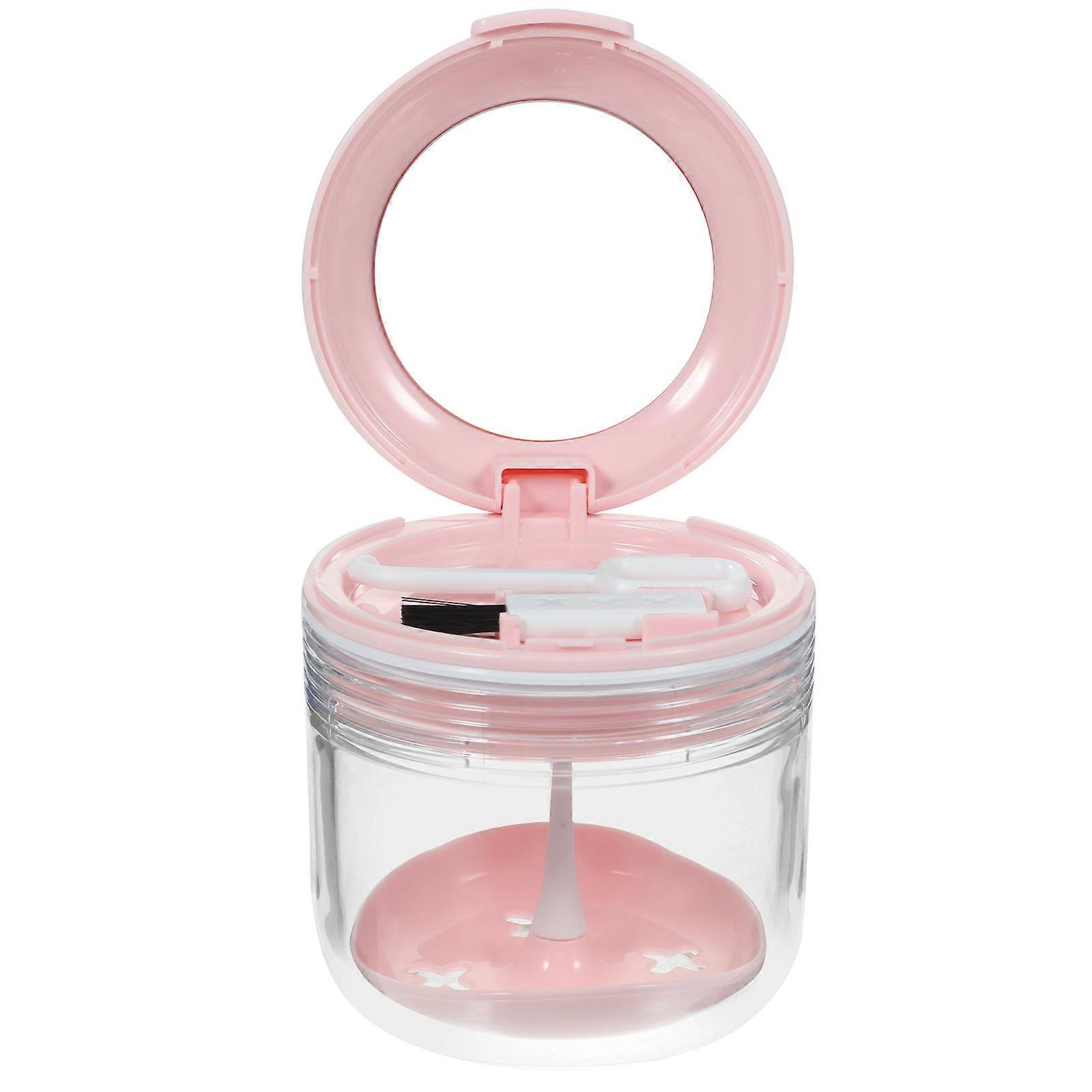 Denture Case Pink Denture Bath Case for Soaking 1Set Portable Plastic