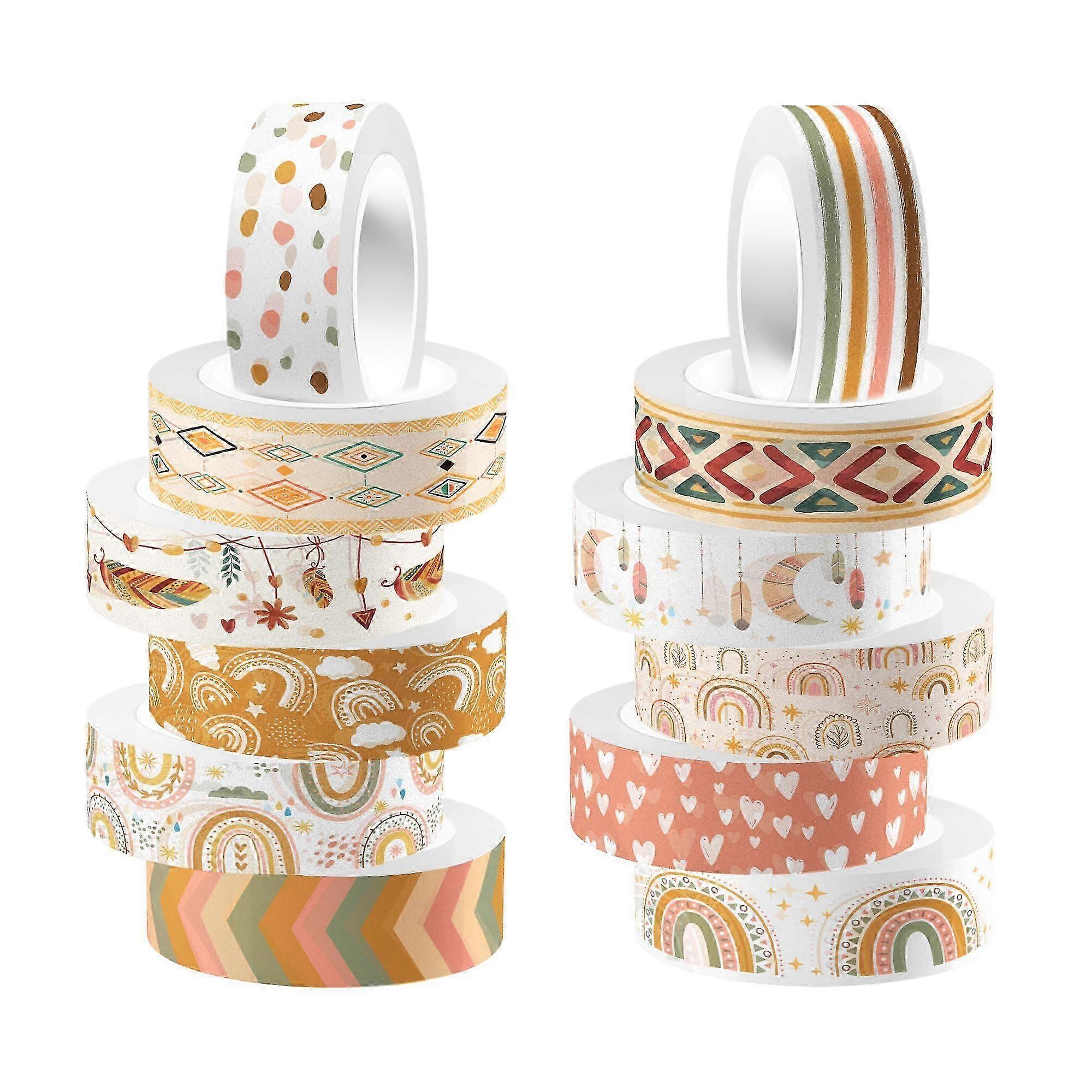2026 12 Rolls Bohemia Rainbow Washi Tape Set