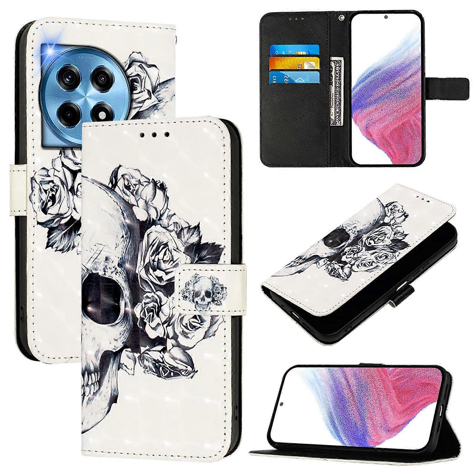 For OnePlus 12 5G Leather Case Pattern Printing Wallet Stand Mobile Cover with Strap