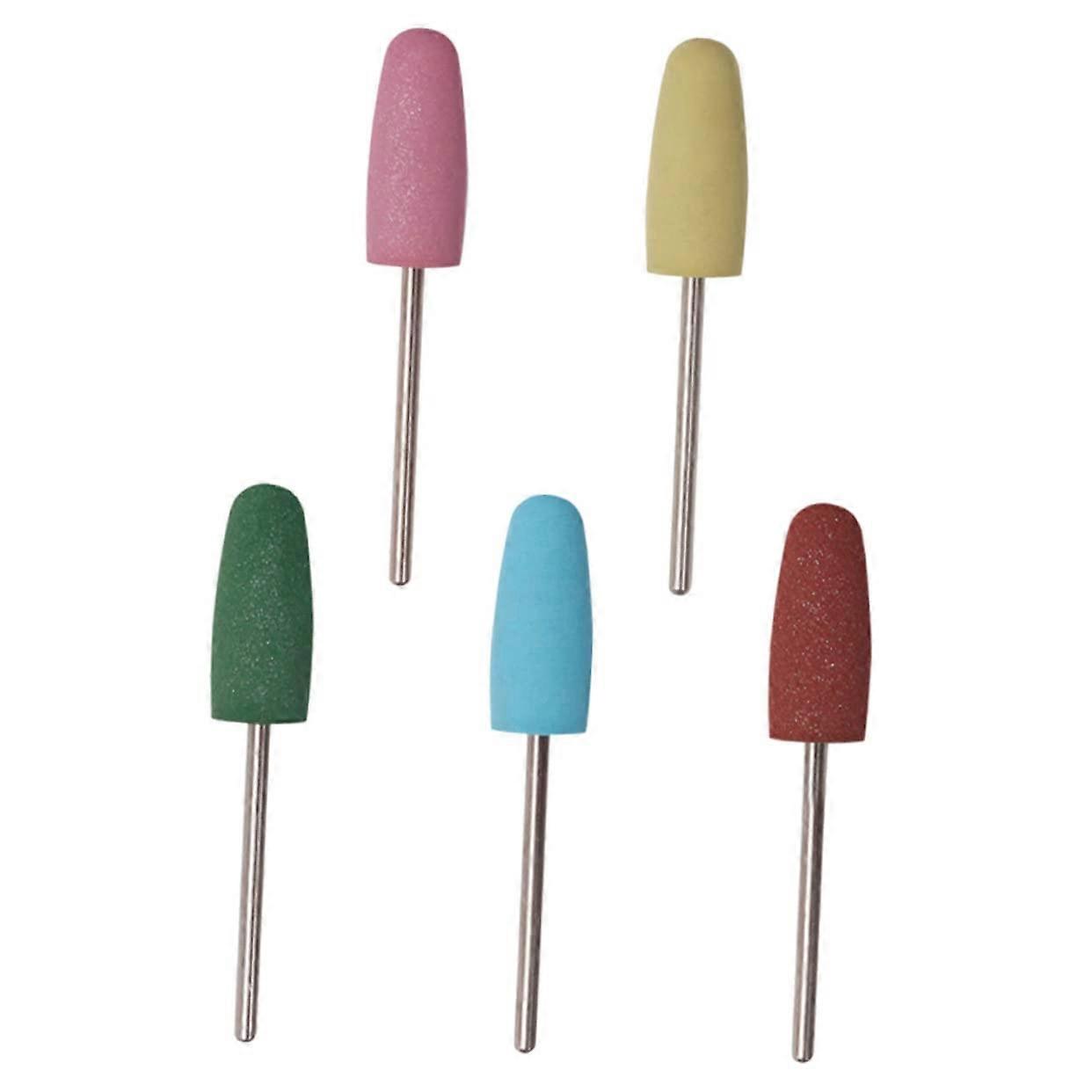 5pcs Professional Nail Drill Bits Set with Durable Rubber Heads for Multifunctional Nail Care