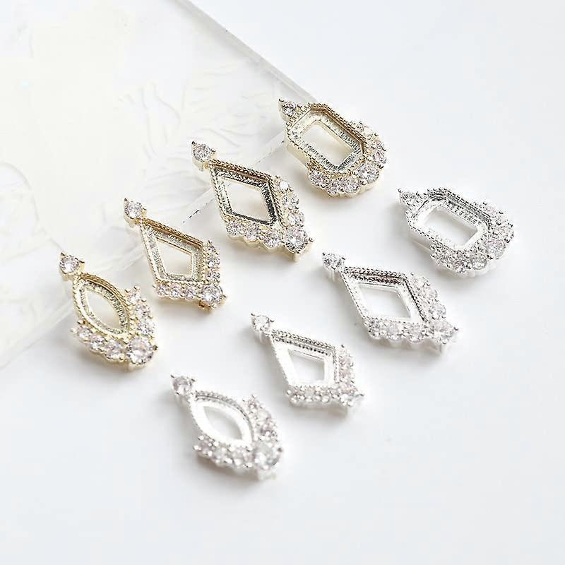 French Nail Tips Press On Nails Full Coverage Durable Acrylic Gold Silver Decorations 5Pcs