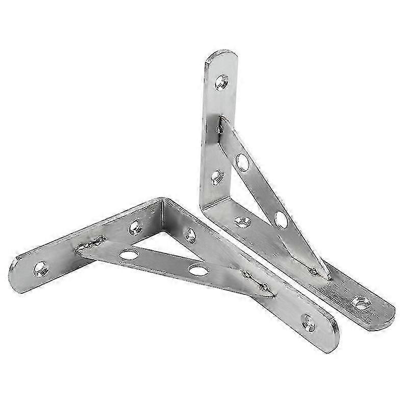 Stainless Steel Corner Shelf Bracket, Silver Right Angle Brace (2-Pack)