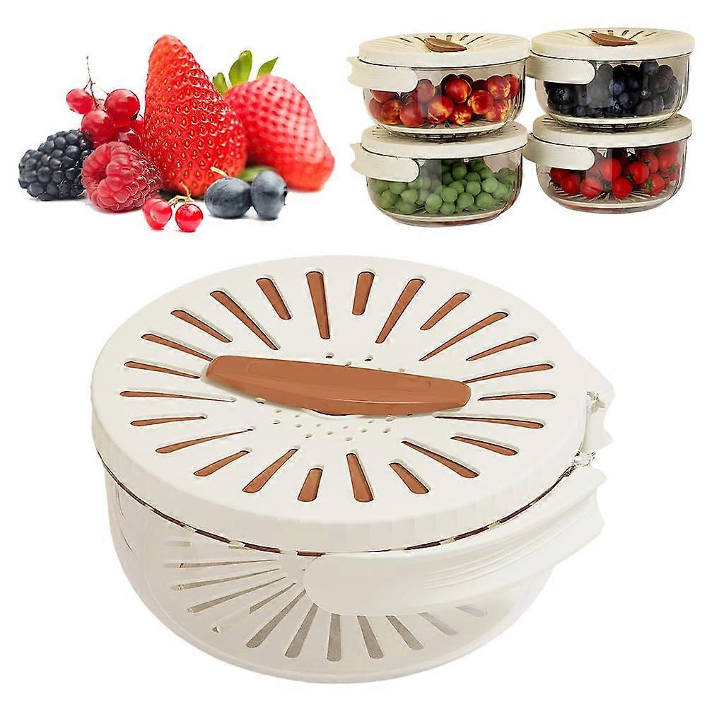 Multifunctional Fruit and Vegetable Strainer Bowl with Handle, Double Layer Washing Basket, Orange