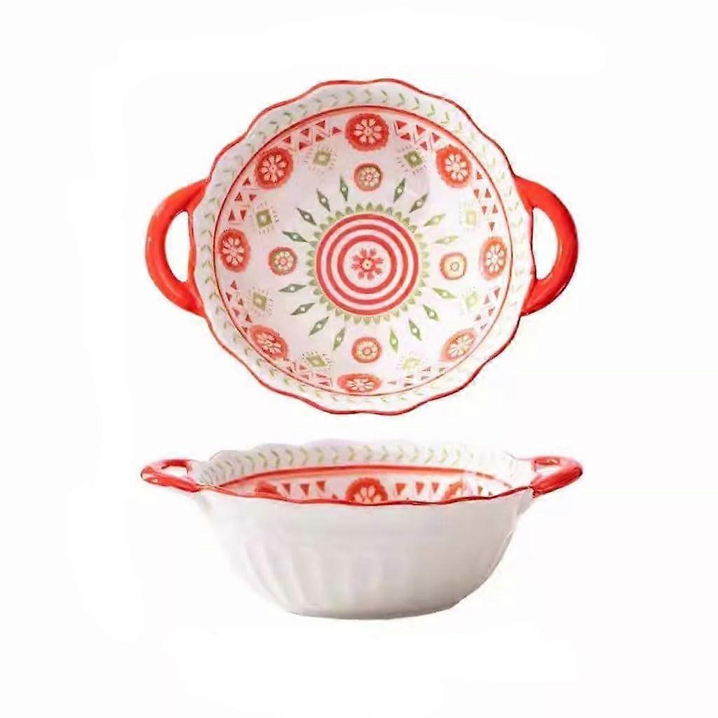 Large Ceramic Soup and Ramen Bowl with Handles, Extra Deep Stackable Noodle Salad Basin