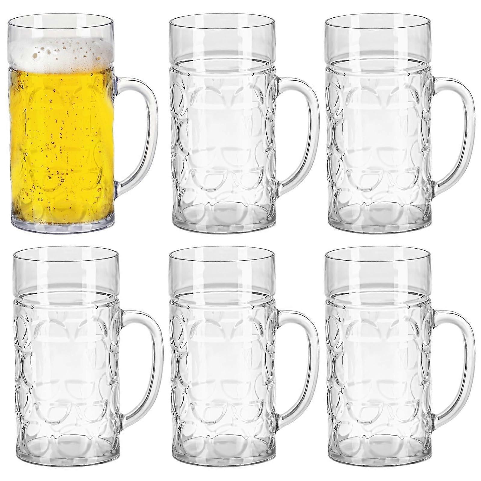 Large Plastic Beer Mug 1000ml with Handle, Durable CrackResistant Oversized Cup for Parties and BBQs