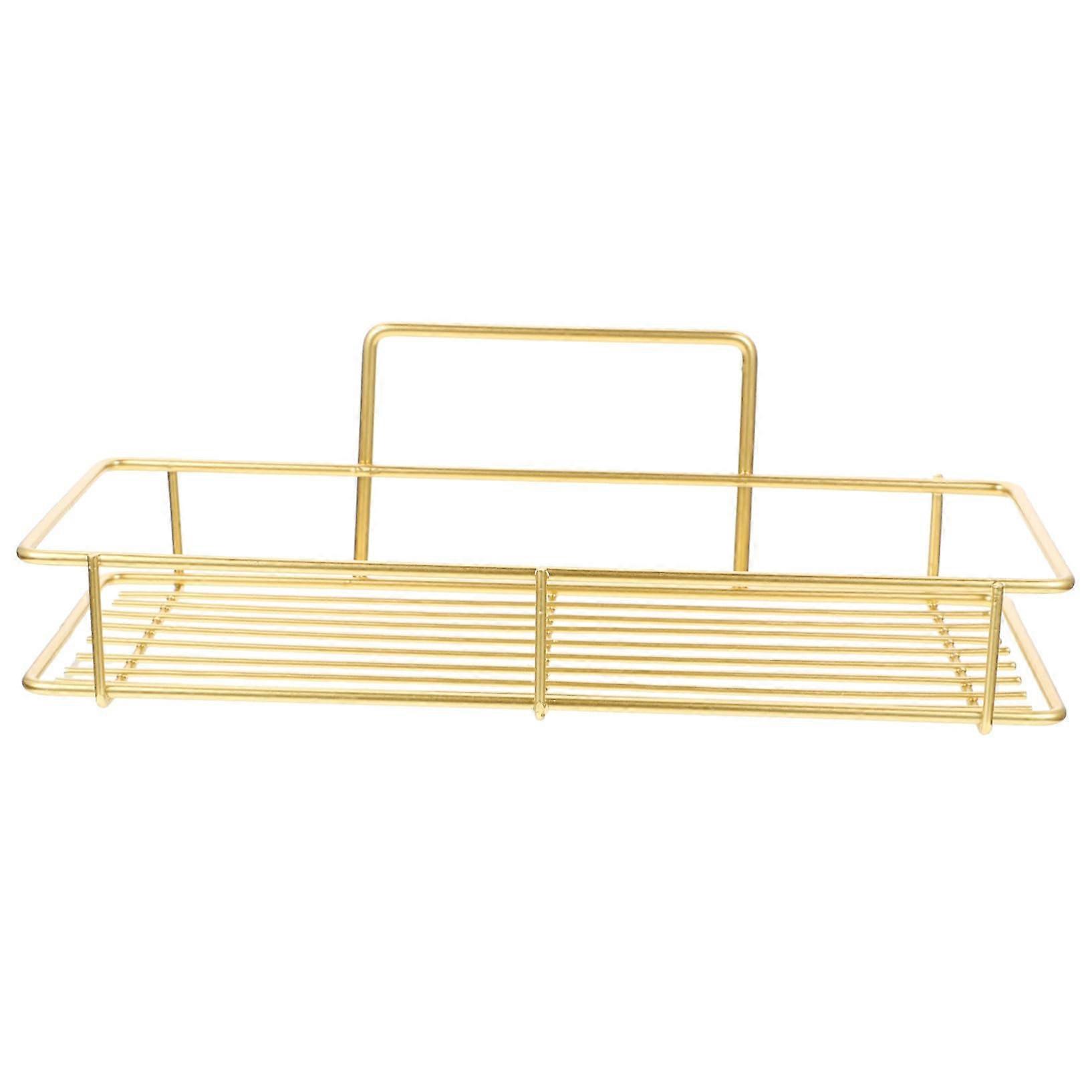 No Drilling Wall Mounted Bathroom Shelf, Gold Shower Storage Rack for Shampoo, Razor and Toothpaste