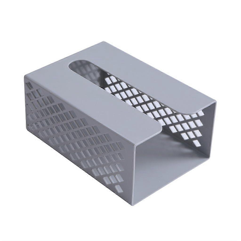 Creative Wall Mounted Tissue Box Bathroom Holder Seamless No Drilling Gray Hollow Design