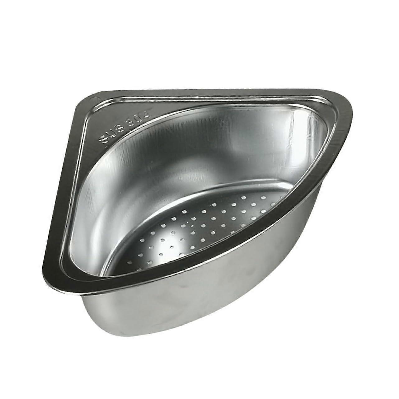 304 Stainless Steel Triangular Sink Drain Basket SpaceSaving Corner Strainer for Kitchen