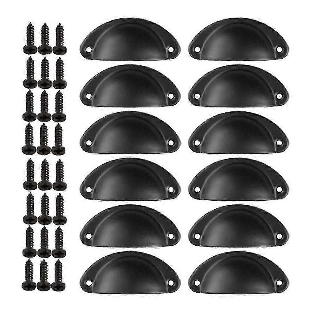 12Pcs/Set Vintage Shell Shaped Metal Cabinet Pull Handles Hardware Accessories