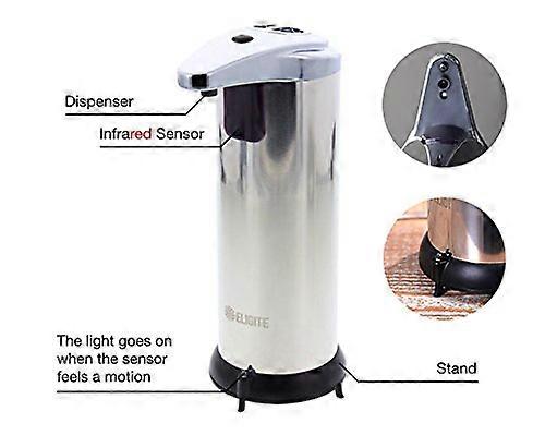Automatic Soap Dispenser, Touchless Stainless Steel with Infrared Sensor, Adjustable Volume, 8oz