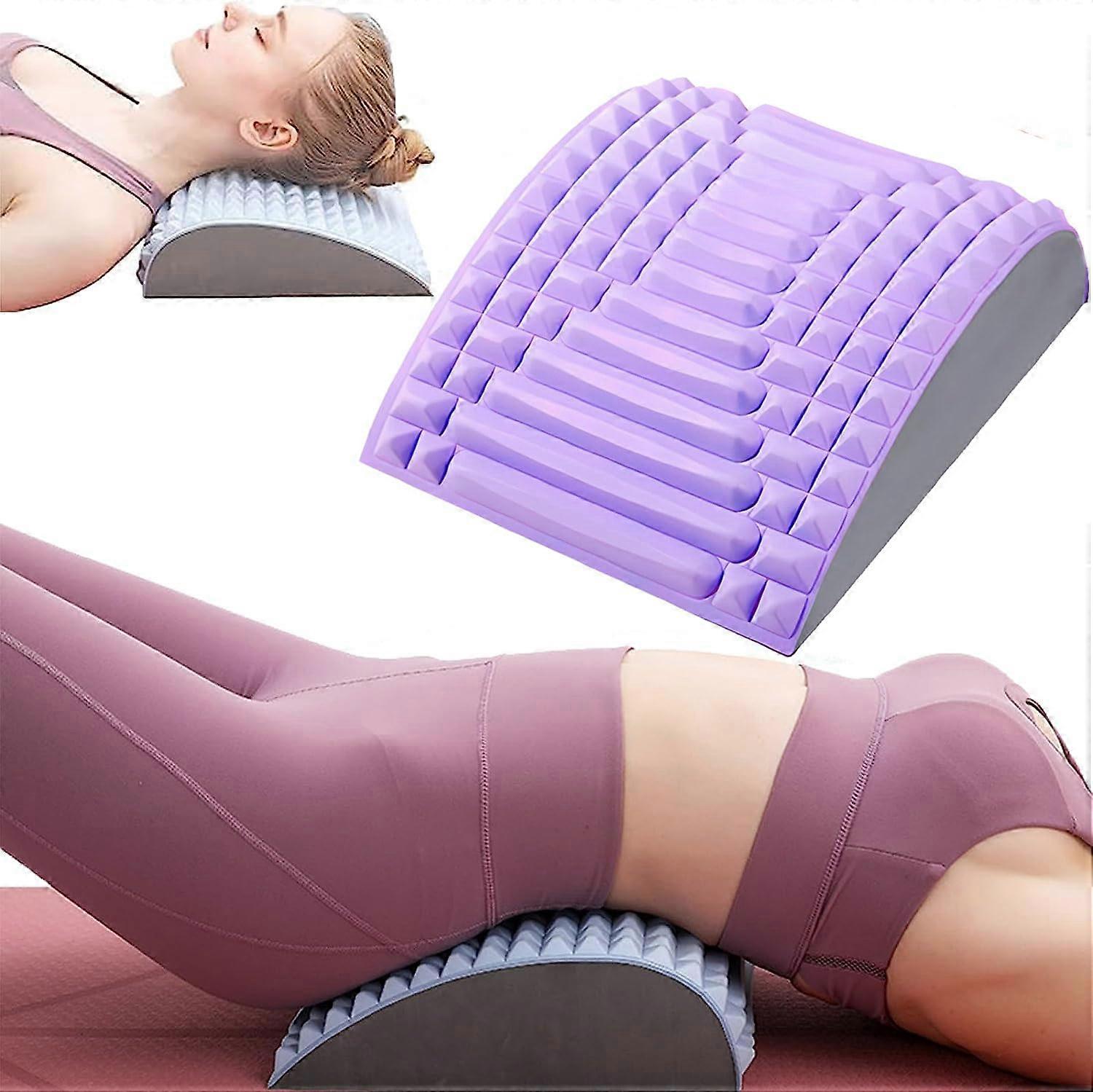 Adjustable Back Stretcher with Lumbar Support for Pain Relief and Posture Correction, Purple