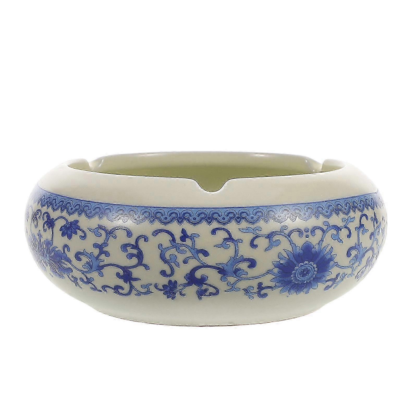 Creative Ceramic Ashtray with Large Capacity for Home Use Blue Design
