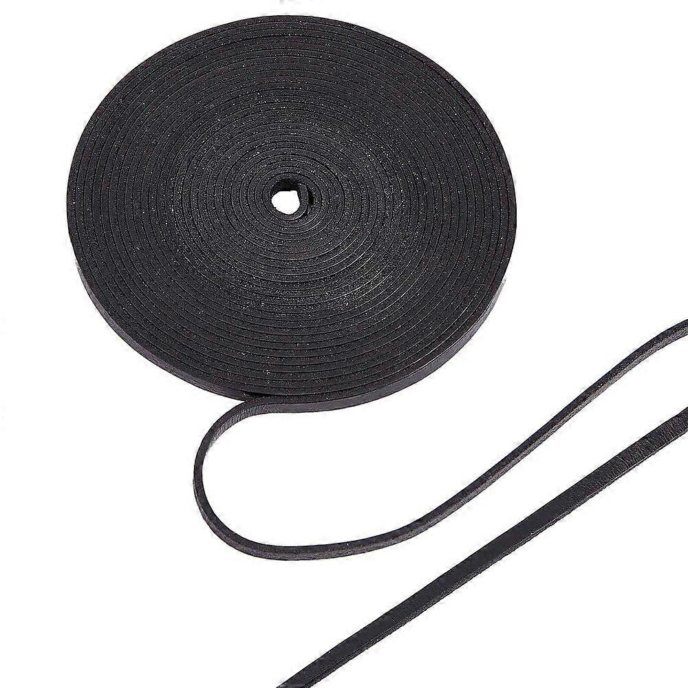 Flat Cowhide Leather Cord for Jewelry Making Black 5x2mm