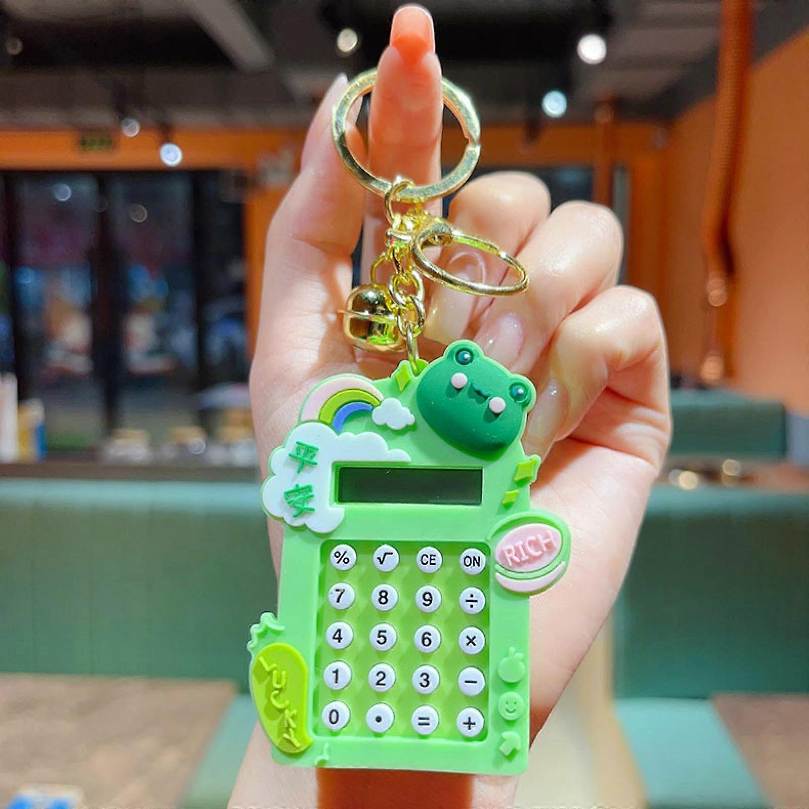 Cute Frog Calculator Keychain for Kids Cartoon Design Dual Function Accessory