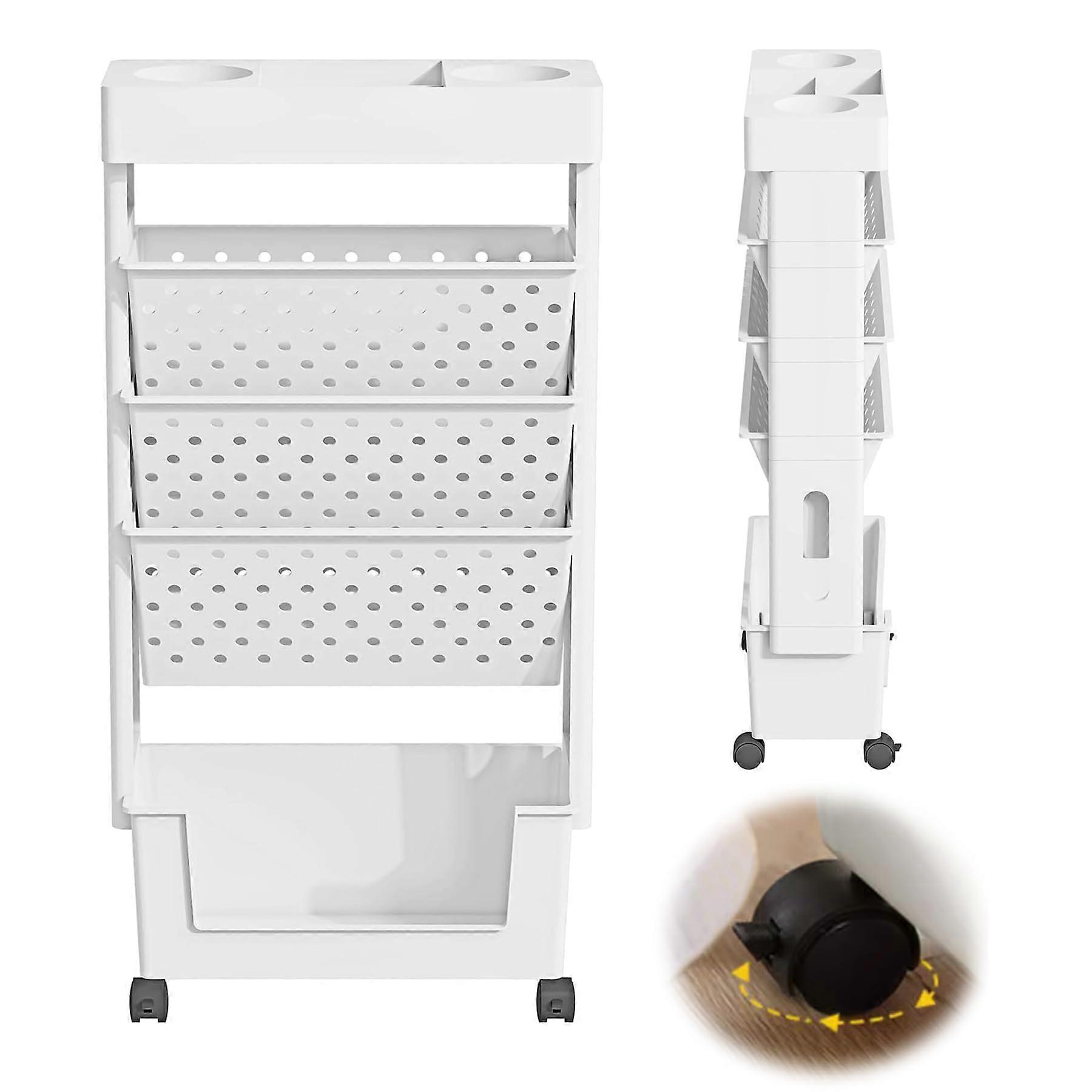 Mobile Bookshelf for Classroom Rolling Book Shelf with Wheels 5 Tier Space Saving Storage Organizer