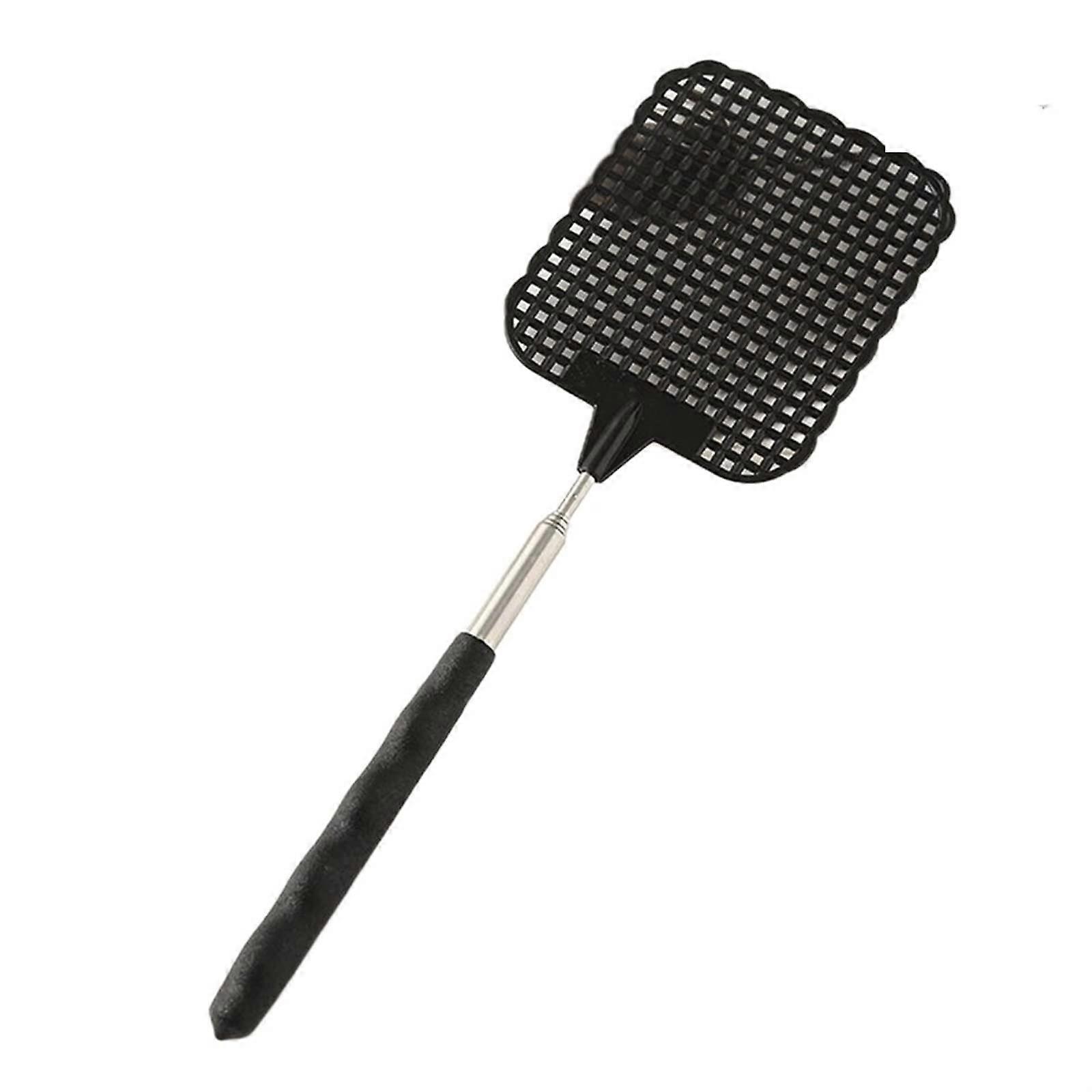 Long Handle Fly Swatter Retractable 73cm Heavy Duty Plastic Insect Killer with Durable Design Black