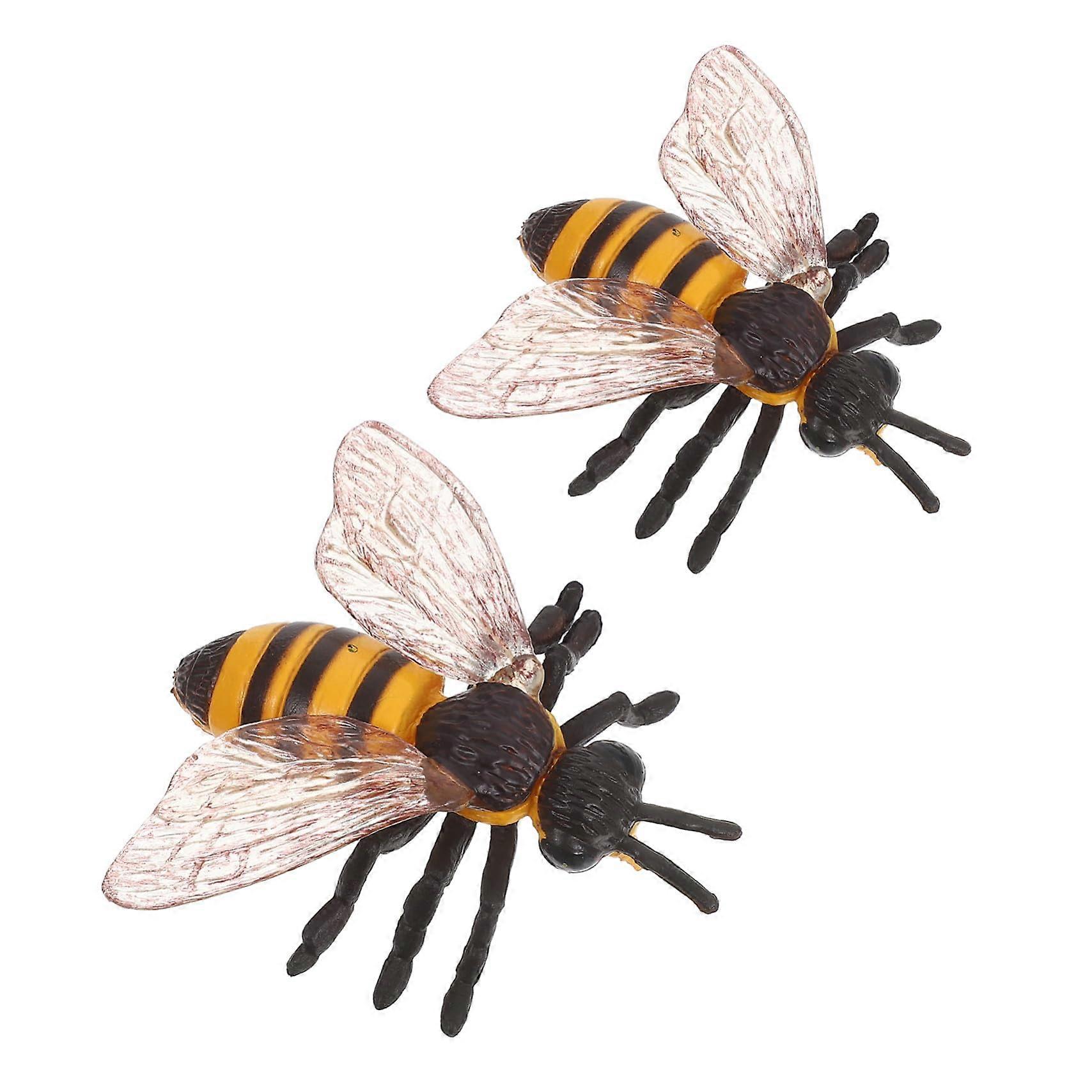 2pcs Realistic Bee Figurine Set for Educational Science Projects, Safe SkinFriendly Material