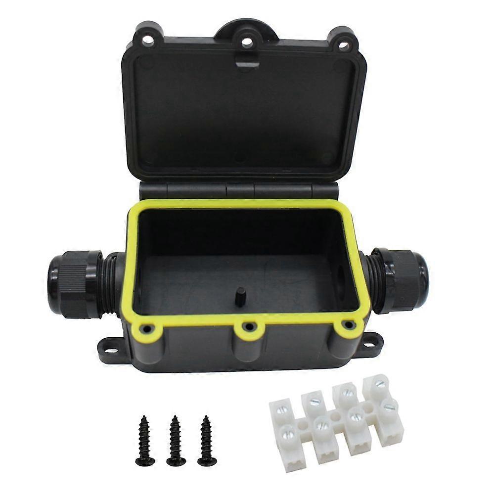 External Junction Box IP68,2 Way Clamshell-Type Underground Electrical Box with Terminal Block Airtight Plastic Box