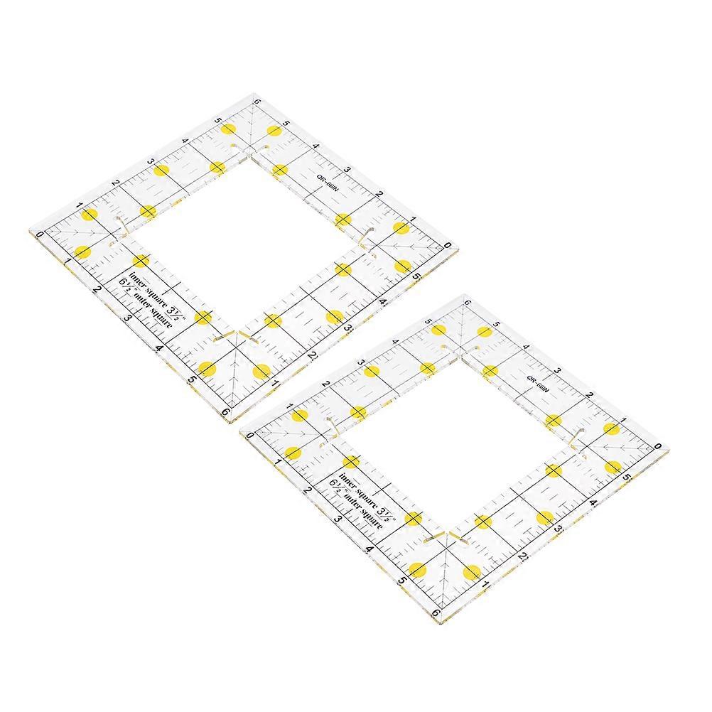 Square Quilting Patchwork Ruler Clear Plastic Sewing Measuring Tool 2Pcs