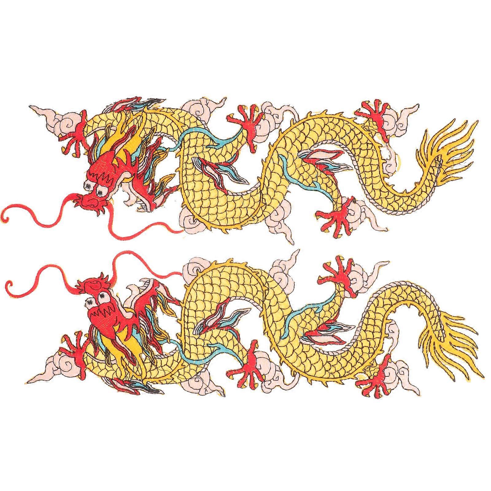Dragon Embroidered Cloth Patch Decorative Coat Patches for Sewing 2Pcs