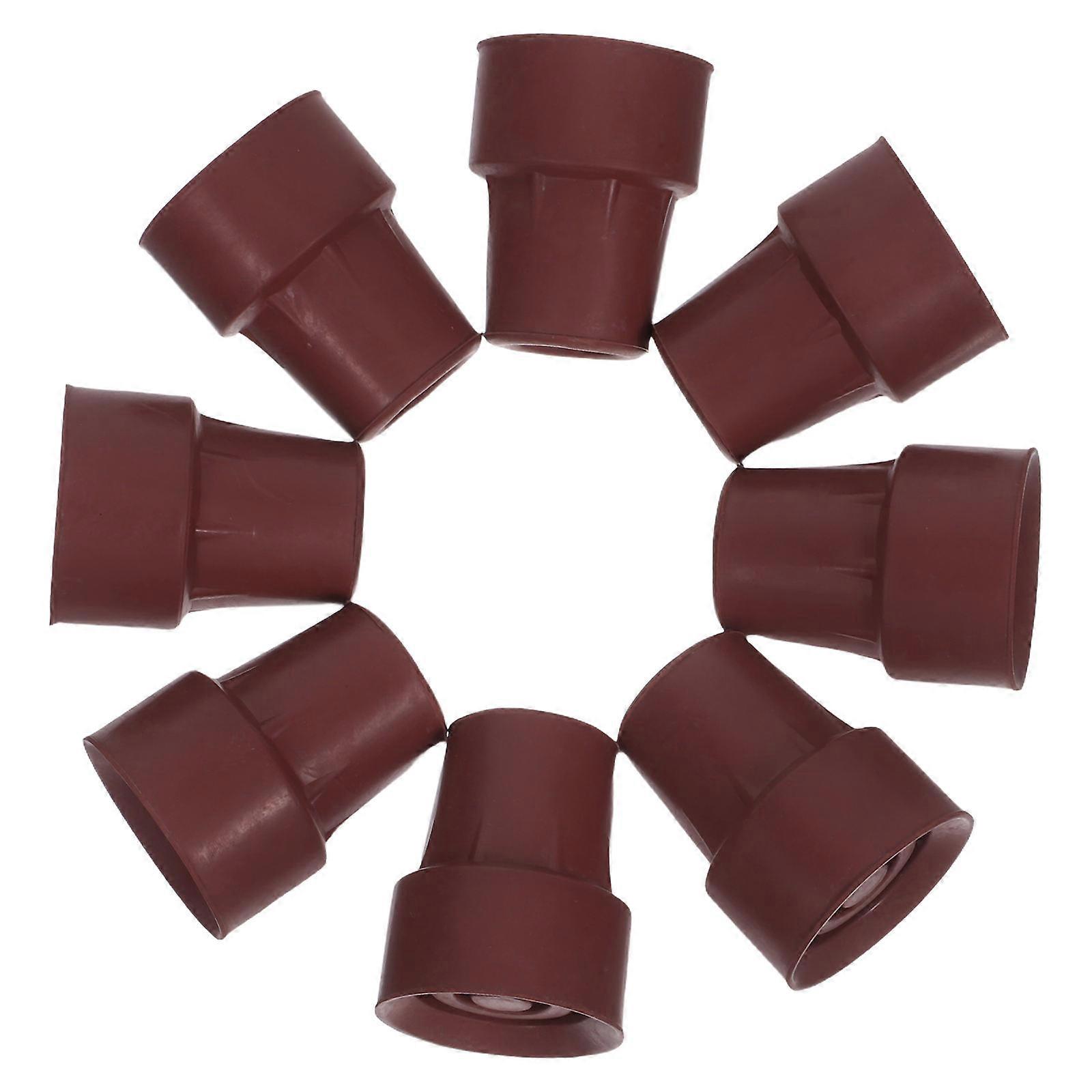 Hiking Cane Tip Rubber Walking Stick Caps for Trekking 8Pcs Brown Set
