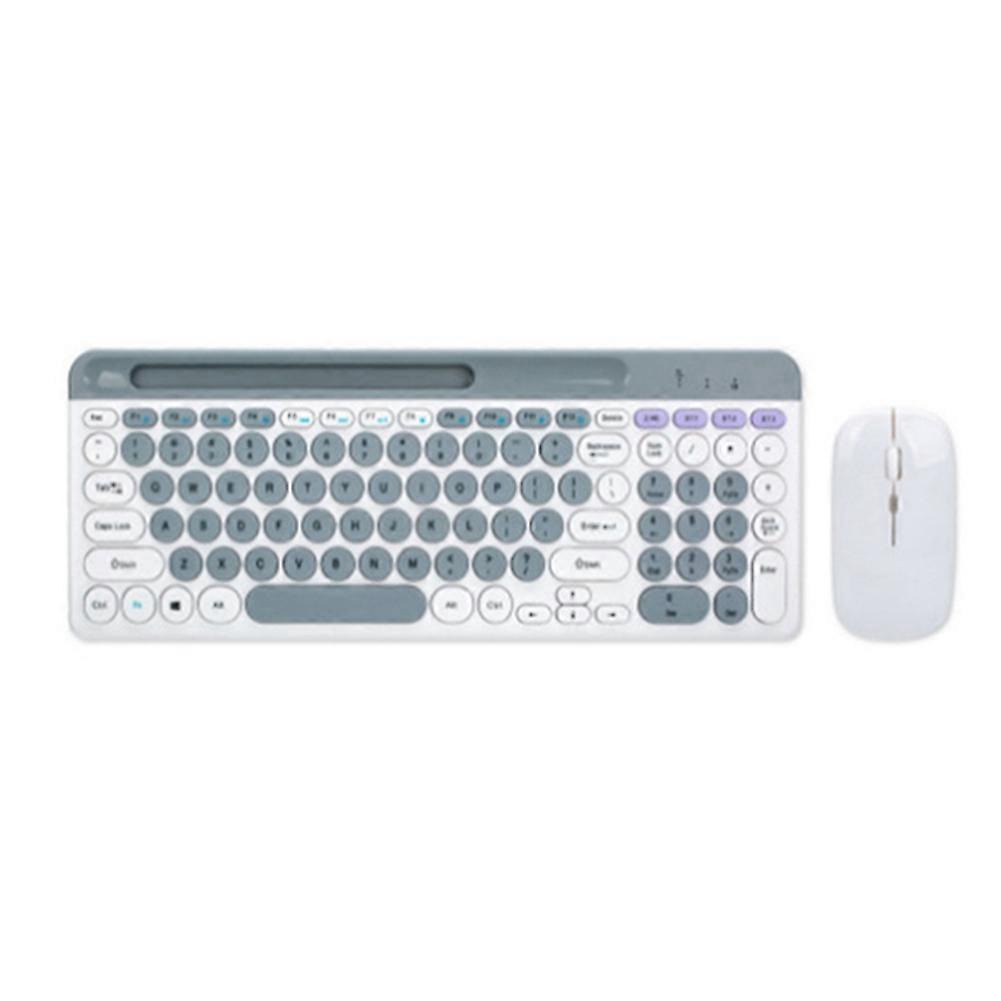 Wireless Bluetooth Round Keycap Keyboard and Mouse Suitable for Tablets and Laptops White