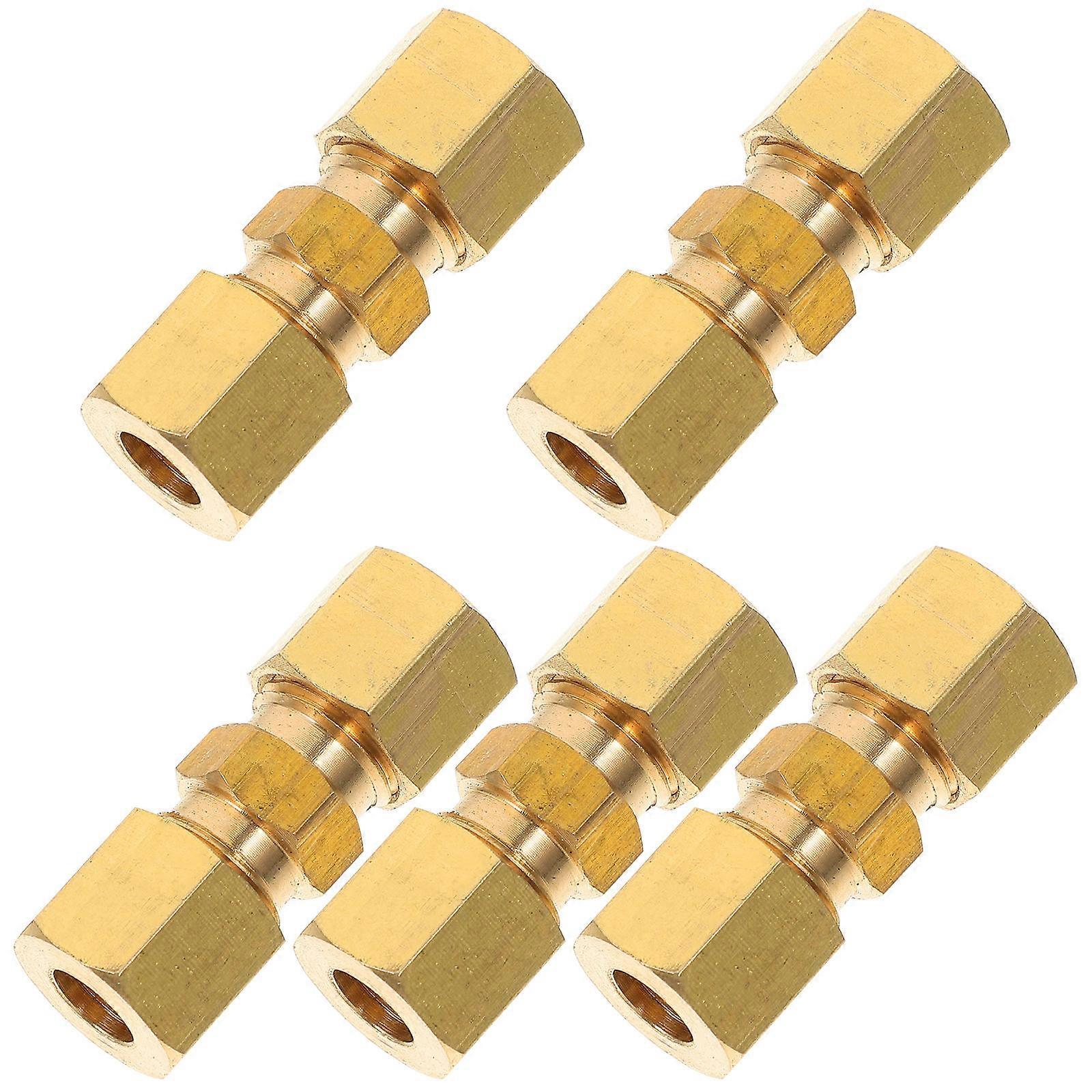 Golden Compression Fitting Compression Union Connector for Machine 10Pcs