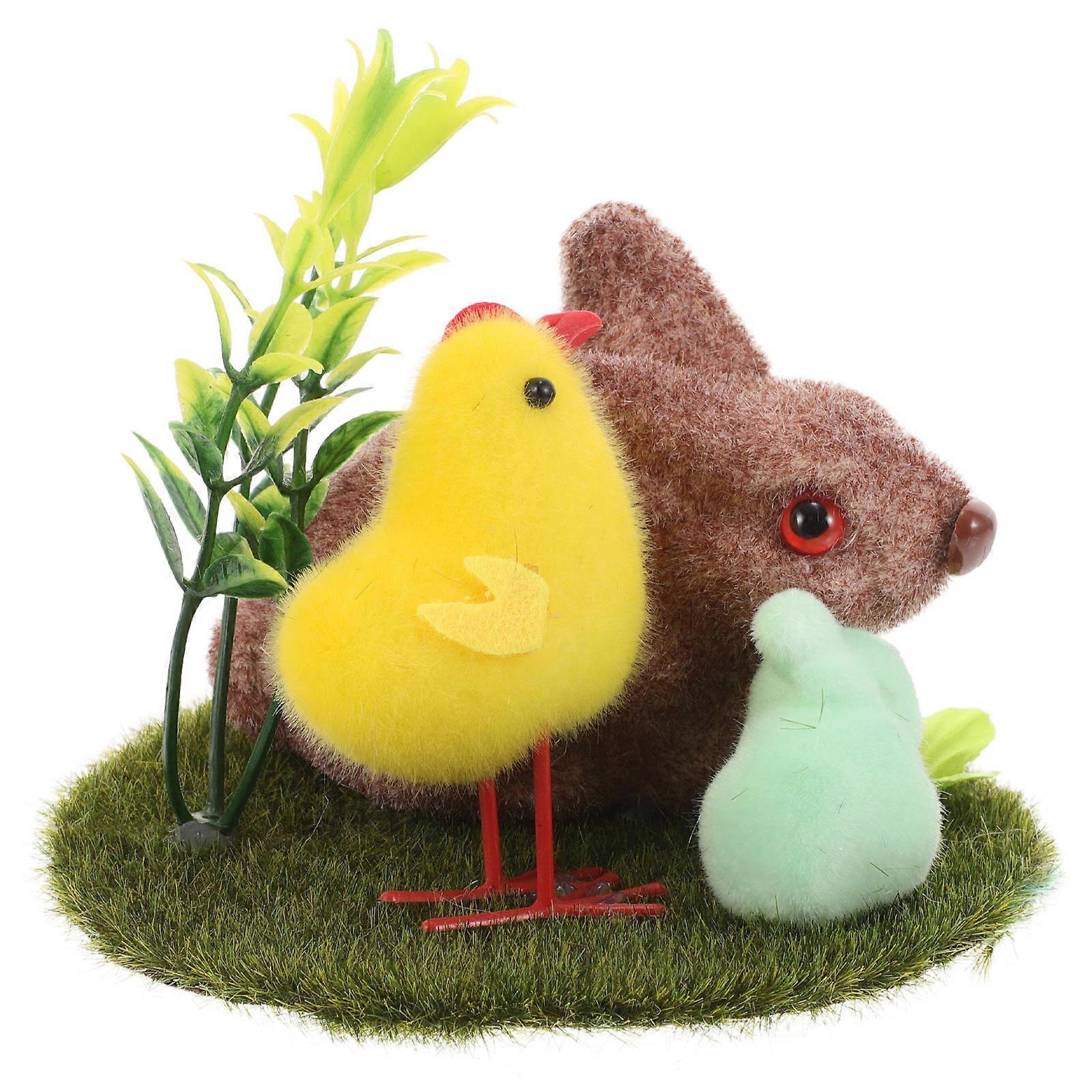 Easter Table Decoration Moss Bunny Statue for Decor